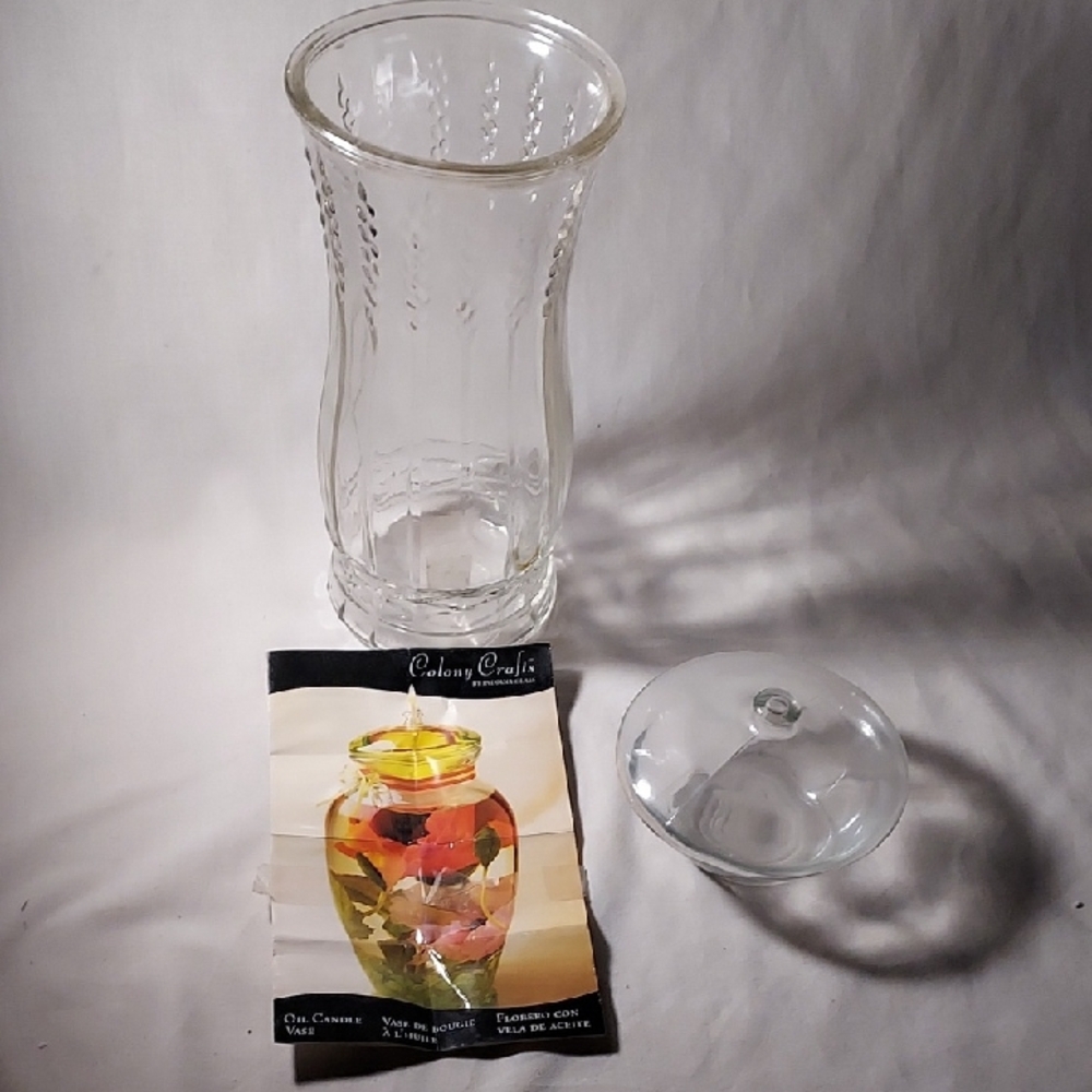 Vintage Colony Crafts Oil Candle Lamp Kit Glass Oil Burner With Tall Glass Vase